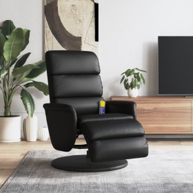 Sillón reclinable masaje con reposapiés cuero sintético negro de , Sillones - Ref: Foro24-356724, Precio: 269,43 €, Descuento: %