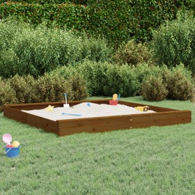 Sandbox with square seats solid honey brown pine wood by , sandboxes - Ref: Foro24-825047, Price: 152,90 €, Discount: %