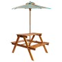 Children's picnic table and solid acacia umbrella 79x90x60 cm by vidaXL, Garden tables - Ref: Foro24-43990, Price: 132,74 €, ...