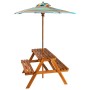 Children's picnic table and solid acacia umbrella 79x90x60 cm by vidaXL, Garden tables - Ref: Foro24-43990, Price: 132,74 €, ...