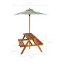 Children's picnic table and solid acacia umbrella 79x90x60 cm by vidaXL, Garden tables - Ref: Foro24-43990, Price: 132,74 €, ...