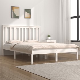 Solid white pine wood bed frame 150x200 cm by , Beds and slatted bases - Ref: Foro24-3103849, Price: 157,38 €, Discount: %