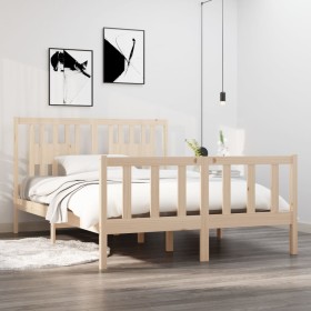 Solid wood bed frame 140x190 cm by , Beds and slatted bases - Ref: Foro24-3104108, Price: 133,50 €, Discount: %