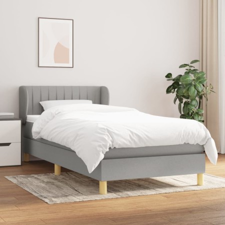 Cama box spring con colchón tela gris claro 90x190 cm de , Camas y somieres - Ref: Foro24-3126925, Precio: 322,49 €, Descuent...