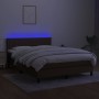 Box spring bed mattress LED lights dark brown fabric 140x190 cm by , Beds and slatted bases - Ref: Foro24-3133312, Price: 457...