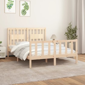 Estructura de cama con cabecero madera maciza pino 140x200 cm de , Camas y somieres - Ref: Foro24-3188166, Precio: 131,99 €, ...