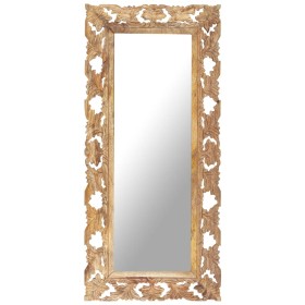 Brown hand carved mirror 110x50 cm solid mango wood by , Mirrors - Ref: Foro24-321640, Price: 137,99 €, Discount: %