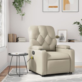 Cream Synthetic Leather Massage Recliner by , Armchairs - Ref: Foro24-372511, Price: 249,13 €, Discount: %