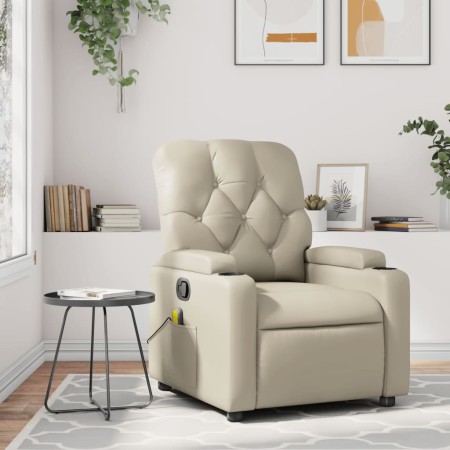 Cream Synthetic Leather Massage Recliner by , Armchairs - Ref: Foro24-372511, Price: 249,56 €, Discount: %