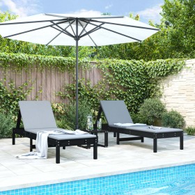 Sun loungers 2 units solid black pine wood 199.5x60x74 cm by , Loungers - Ref: Foro24-825074, Price: 155,86 €, Discount: %