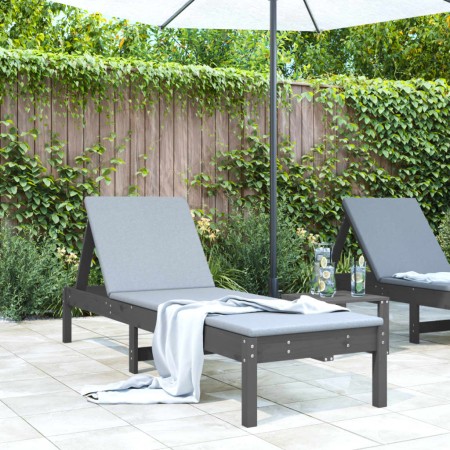 Solid gray pine wood lounger 199.5x60x74 cm by , Loungers - Ref: Foro24-825069, Price: 84,18 €, Discount: %