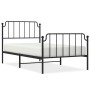 Bed frame with headboard and black metal footboard 100x190cm by , Beds and slatted bases - Ref: Foro24-373899, Price: 71,03 €...