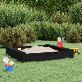 Sandbox with square seats in solid black pine wood by , sandboxes - Ref: Foro24-825034, Price: 63,59 €, Discount: %