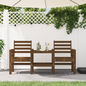 Garden bench with 2-seater table solid honey brown pine wood by , garden benches - Ref: Foro24-825159, Price: 207,99 €, Disco...