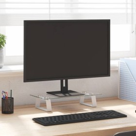 Tempered glass and white metal monitor stand 40x20x8 cm by , Computer bases and risers - Ref: Foro24-374215, Price: 17,33 €, ...