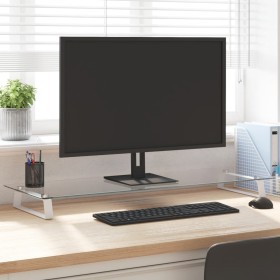 Tempered glass and white metal monitor support 100x35x8 cm by , Computer bases and risers - Ref: Foro24-374222, Price: 30,99 ...