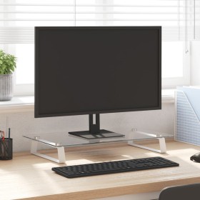 Soporte de monitor vidrio templado y metal blanco 60x35x8 cm de , Bases y elevadores para ordenadores - Ref: Foro24-374220, P...