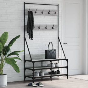 Sonoma gray coat rack with shoe rack 100x40x184 cm by , Dresser Organizers and Bar Hangers - Ref: Foro24-837850, Price: 91,99...