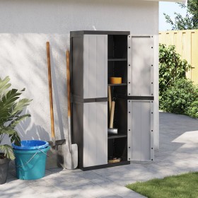 Gray and black PP outdoor storage cabinet 65x37x165 cm by , Lockers and storage cabinets - Ref: Foro24-364201, Price: 168,77 ...