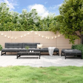 Gartensofa-Set 5-teilig aus massivem schwarzem Kiefernholz von , Gartensets - Ref: Foro24-3186603, Preis: 472,52 €, Rabatt: %