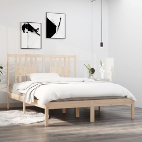 Solid pine wood bed frame 140x190 cm by , Beds and slatted bases - Ref: Foro24-3104043, Price: 118,99 €, Discount: %