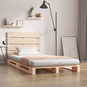 Solid pine wood bed frame 75x190 cm by , Beds and slatted bases - Ref: Foro24-3120157, Price: 115,99 €, Discount: %