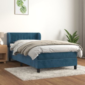 Box spring bed with dark blue velvet mattress 90x200 cm by , Beds and slatted bases - Ref: Foro24-3127593, Price: 306,48 €, D...