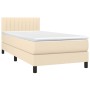 Box spring bed mattress and LED lights cream fabric 90x200 cm by , Beds and slatted bases - Ref: Foro24-3133290, Price: 322,7...