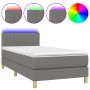 Cama box spring con colchón y LED tela gris oscuro 80x200 cm de , Camas y somieres - Ref: Foro24-3133830, Precio: 283,16 €, D...