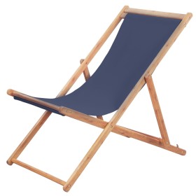 Folding beach chair made of fabric and blue wooden structure by vidaXL, Garden chairs - Ref: Foro24-44000, Price: 56,16 €, Di...