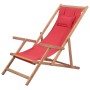 Klappbarer Strandstuhl aus Stoff und roter Holzstruktur von vidaXL, Gartenstühle - Ref: Foro24-43995, Preis: 63,82 €, Rabatt: %