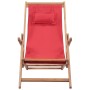 Folding beach chair made of fabric and red wooden structure by vidaXL, Garden chairs - Ref: Foro24-43995, Price: 63,82 €, Dis...