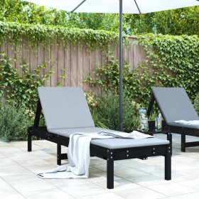 Solid black pine wood lounger 199.5x60x74 cm by , Loungers - Ref: Foro24-825073, Price: 86,99 €, Discount: %