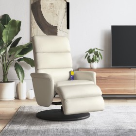 Massage recliner with footrest cream synthetic leather by , Armchairs - Ref: Foro24-356725, Price: 273,99 €, Discount: %