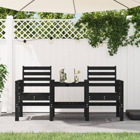 Gartenbank mit 2-Sitzer-Tisch aus massivem schwarzem Kiefernholz von , Gartenbänke - Ref: Foro24-825160, Preis: 207,99 €, Rab...