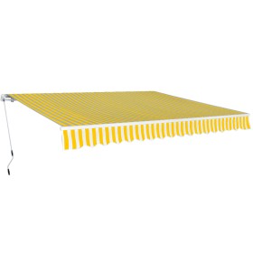 Manually operated folding awning 400 cm yellow and white by vidaXL, Awnings - Ref: Foro24-275574, Price: 306,29 €, Discount: %