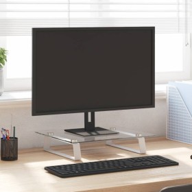 Tempered glass and white metal monitor stand 40x35x8 cm by , Computer bases and risers - Ref: Foro24-374219, Price: 21,99 €, ...