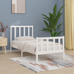 Estructura de cama madera maciza de pino blanco 100x200 cm de , Camas y somieres - Ref: Foro24-3106824, Precio: 128,07 €, Des...