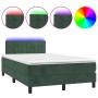 Cama box spring colchón y LED terciopelo verde oscuro 120x200cm de , Camas y somieres - Ref: Foro24-3134516, Precio: 374,75 €...