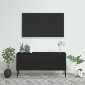 Black steel TV stand 105x35x50 cm by , TV Furniture - Ref: Foro24-336232, Price: 142,71 €, Discount: %