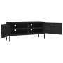 Black steel TV stand 105x35x50 cm by , TV Furniture - Ref: Foro24-336232, Price: 143,47 €, Discount: %