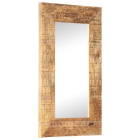 Hand-carved solid mango wood mirror 80x50x2.5 cm by , Mirrors - Ref: Foro24-321648, Price: 112,99 €, Discount: %