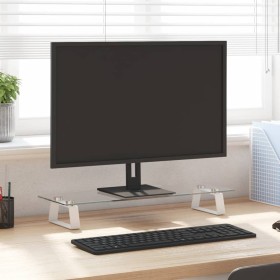 Tempered glass and white metal monitor stand 60x20x8 cm by , Computer bases and risers - Ref: Foro24-374216, Price: 18,40 €, ...