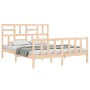 Double bed frame with solid wood headboard by , Beds and slatted bases - Ref: Foro24-3193081, Price: 154,84 €, Discount: %