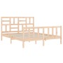 Double bed frame with solid wood headboard by , Beds and slatted bases - Ref: Foro24-3193081, Price: 154,84 €, Discount: %