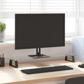 Tempered glass and black metal monitor stand 80x20x8 cm by , Computer bases and risers - Ref: Foro24-374225, Price: 21,60 €, ...