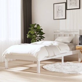 White solid wood single bed frame 75x190 cm by , Beds and slatted bases - Ref: Foro24-3100550, Price: 106,08 €, Discount: %