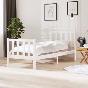 White solid wood single bed frame 75x190 cm by , Beds and slatted bases - Ref: Foro24-3100680, Price: 116,99 €, Discount: %