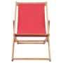 Folding beach chair with fabric seat and red wooden frame by vidaXL, Garden chairs - Ref: Foro24-43999, Price: 47,84 €, Disco...