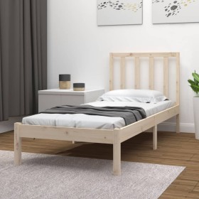 Solid pine wood bed frame 75x190 cm by , Beds and slatted bases - Ref: Foro24-3105031, Price: 80,99 €, Discount: %